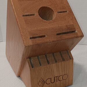 CUTCO Galley + 6 Knife Block 13 Slot Solid OAK Wood Made USA scissor slot holder